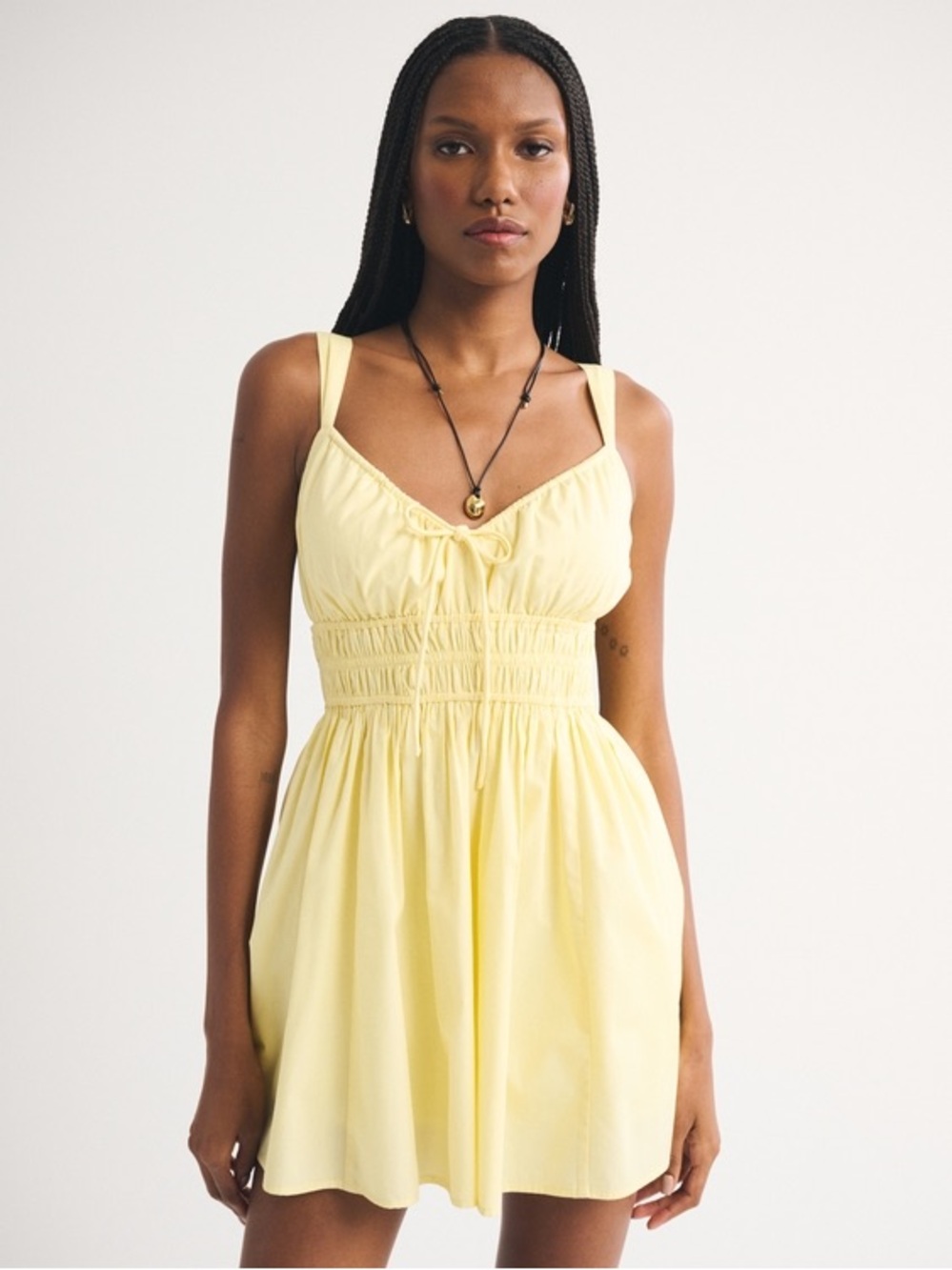 Abercrombie Smocked Tie-Front Yellow Dress Size Small NWT